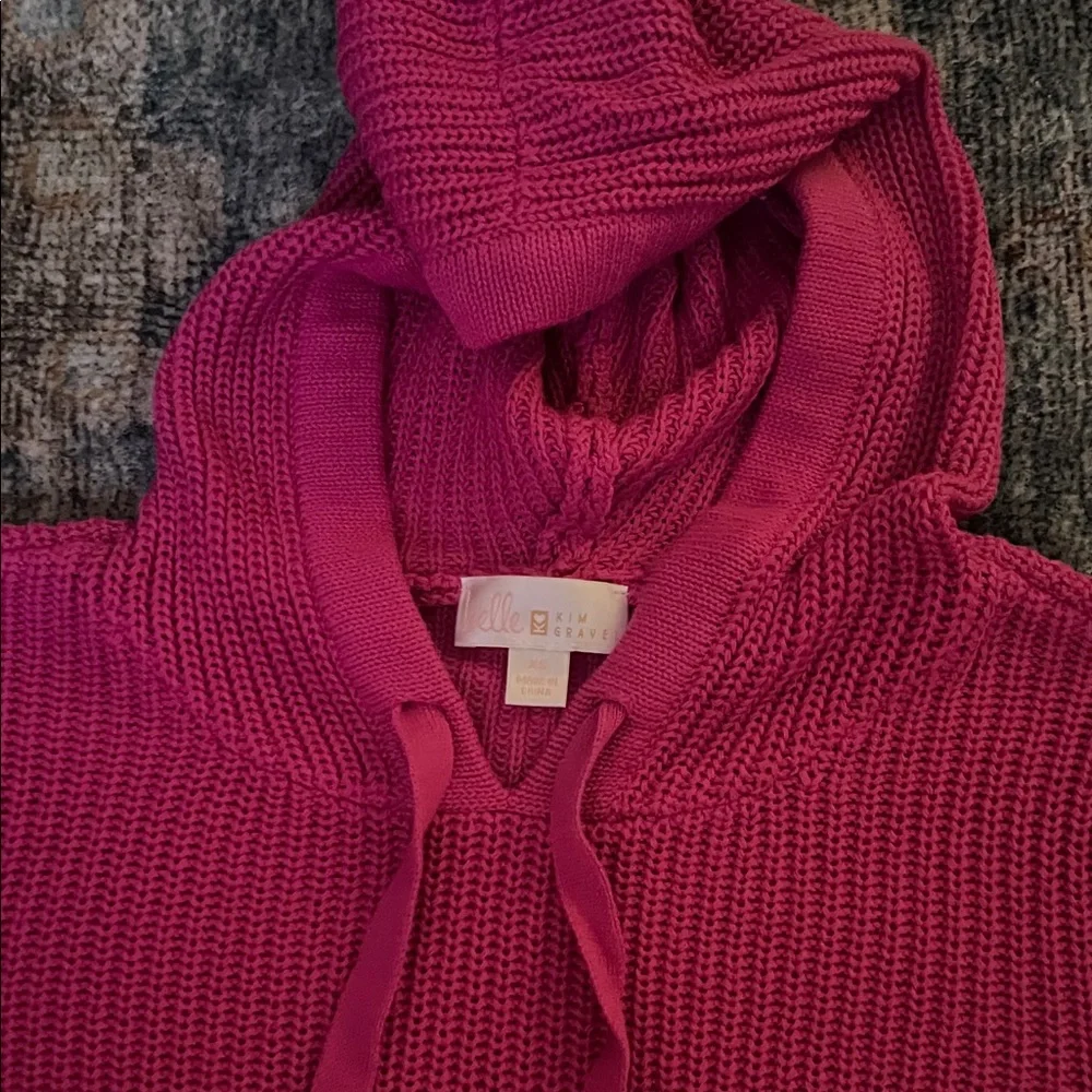 Belle by Kim Gravel Vibrant Pink Hoodie Sweater - Picture 3 of 3